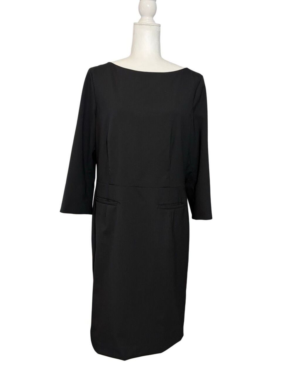 Vintage Pendleton 100% virgin wool black sheath dress with 3/4 sleeves - 10